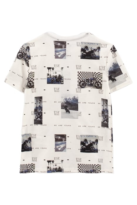 BOYS’ WHITE ORGANIC COTTON T-SHIRT WITH MOTORBIKE PHOTOS 2
