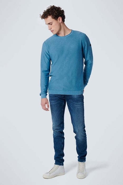PULLOVER CREWNECK GARMENT DYED + STONE WASHED BLUE 3