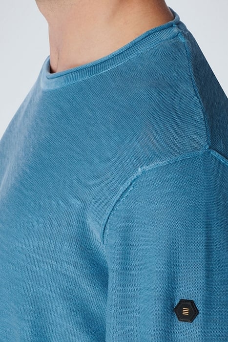 PULLOVER CREWNECK GARMENT DYED + STONE WASHED BLUE 6