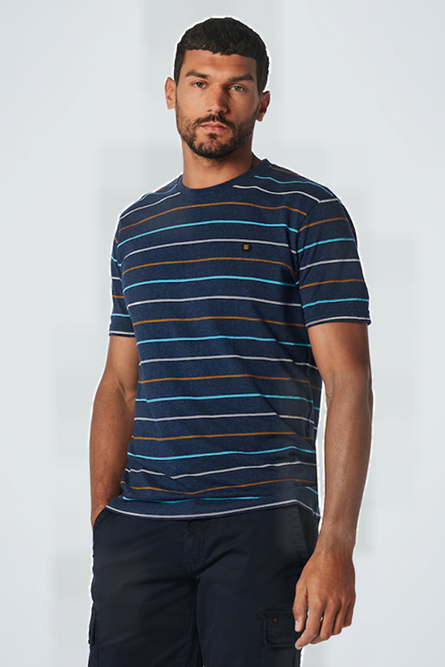 T-SHIRT CREWNECK MELANGE MULTI COLOURED STRIPES NIGHT 1