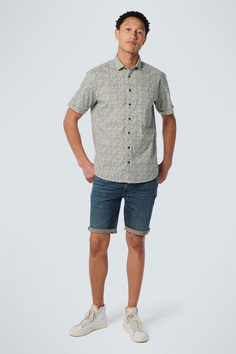 SHIRT SHORT SLEEVE ALLOVER PRINTED STRETCH LIGHT AQUA 3