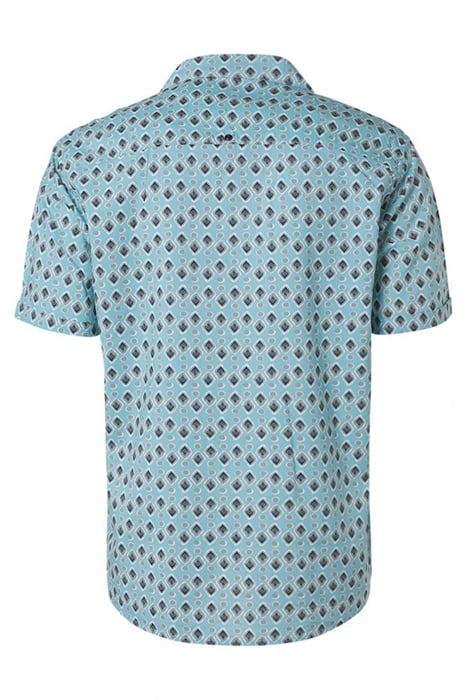 SHIRT SHORT SLEEVE RESORT COLLAR ALLOVER PRINTED LIGHT AQUA 5
