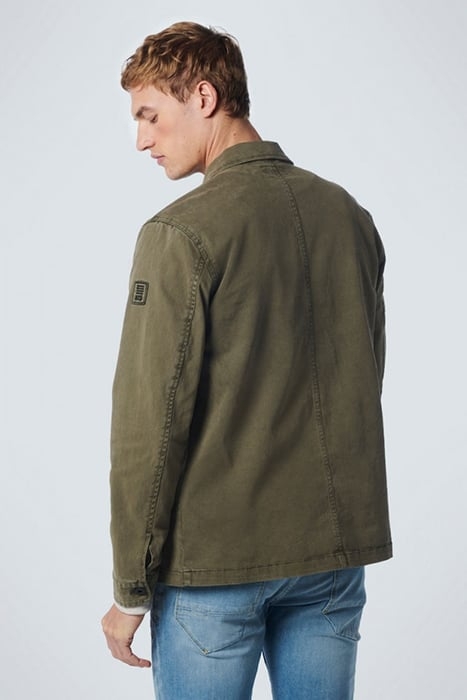 OVERSHIRT BUTTON CLOSURE GARMENT DYED STRETCH ARMY 2