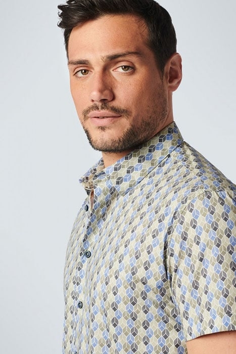 SHIRT SHORT SLEEVE ALLOVER PRINTED STRETCH WASHED BLUE 6