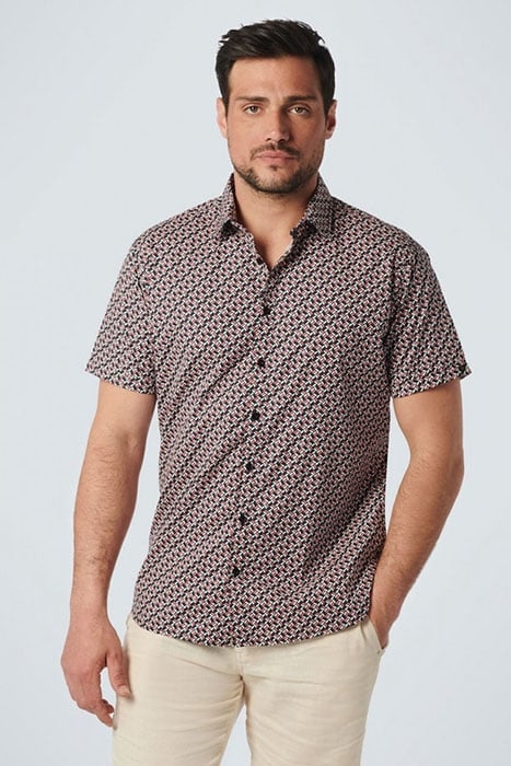 SHIRT SHORT SLEEVE ALLOVER PRINTED STRETCH OLD PINK 1