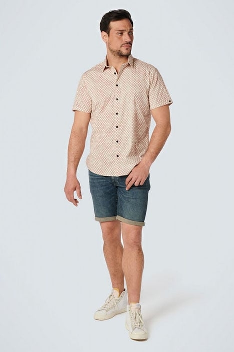 SHIRT SHORT SLEEVE ALLOVER PRINTED STRETCH OLD PINK 3