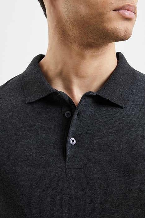 2 PACK JERSEY SHORT SLEEVE POLO SHIRTS BLACK/CHARCOAL MEL 5