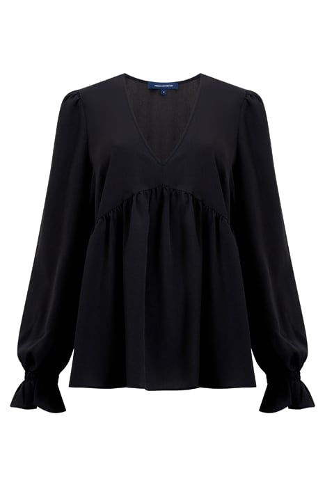 CREPE LIGHT V NECK TOP BLACK 3