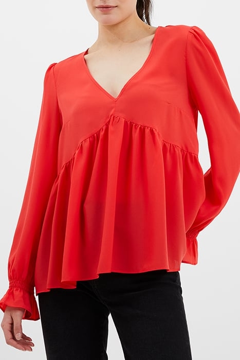 CREPE LIGHT V NECK TOP BITTERSWEET 1