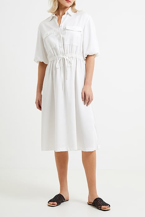 ELKIE TWILL DRAWSTRING DRESS LINEN WHITE 2