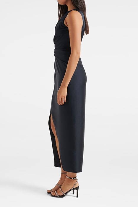 MELISSA ONE SHOULDER SATIN DRESS NAVY 4