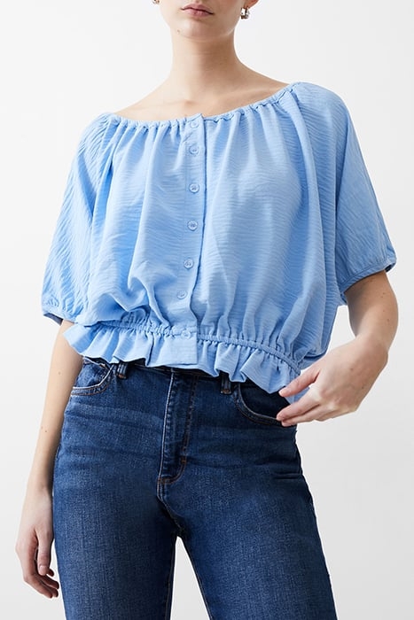 BUTTON CRINKLE PEASANT TOP PLACID BLUE 1