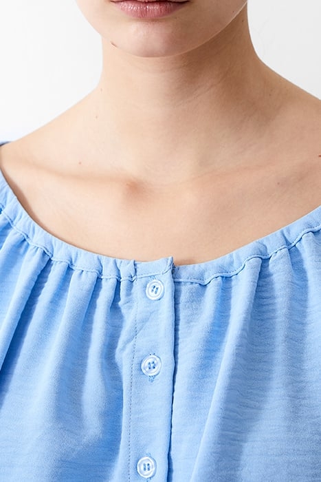 BUTTON CRINKLE PEASANT TOP PLACID BLUE 4
