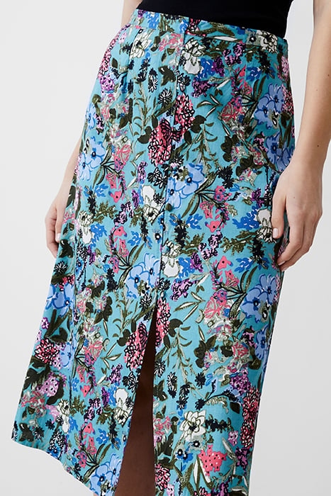 BLOSSOM DRAPEY BTN MIDI SKIRT STILL WATER 1