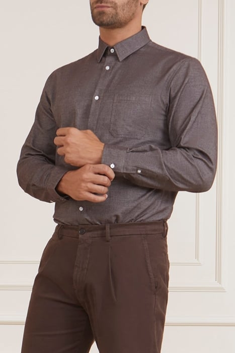 CHARLES ITALIAN COLL BROWN/WHITE FORMAL SHIRT 1