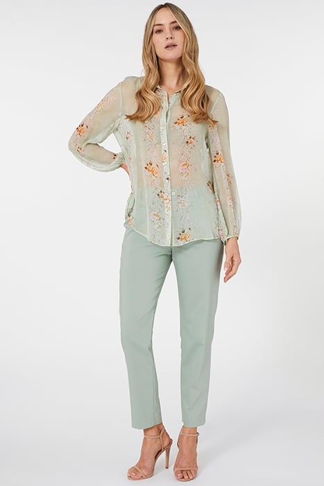 COMPACT COTTON SLIM TROUSERS LIGHT GREEN 3