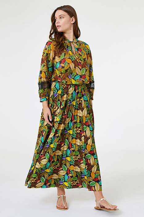 PRINTED JERSEY PLEATED SKIRT GREEN 3