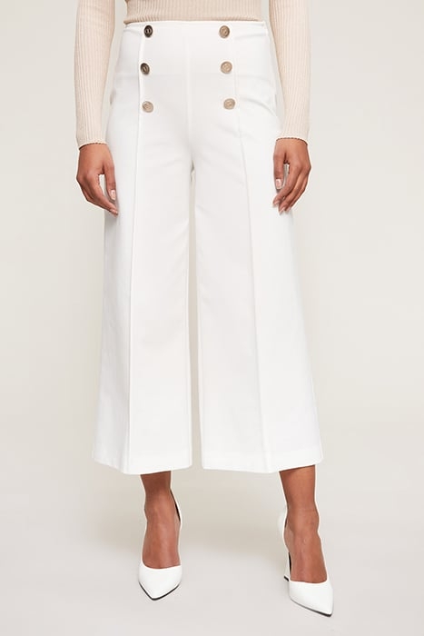PALAZZO TROUSERS WITH BUTTON FEATURE WHITE 1