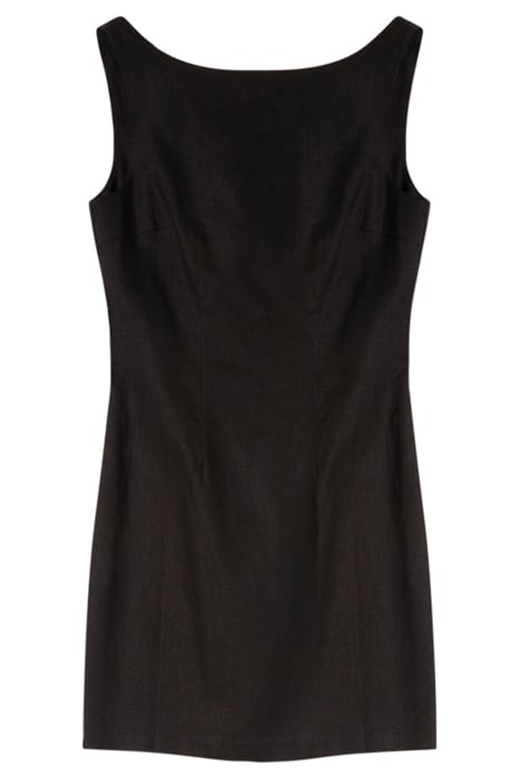 VISCOSE LINEN SUMMER SHEATH DRESS BLACK 4