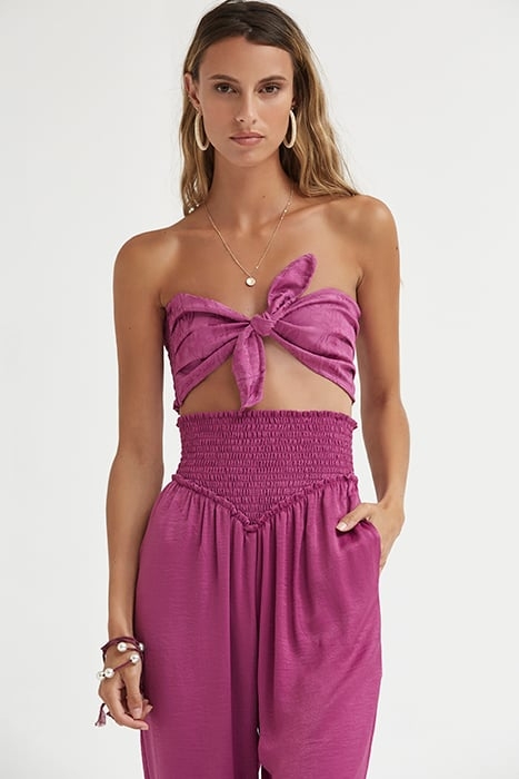 ECOVERO JACQUARD CROP TOP WITH BOW BOUGAINVILLEA 1