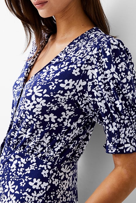 FLORALE BUTTON-THRU DRESS MIDI DK NAVY/WHITE 5