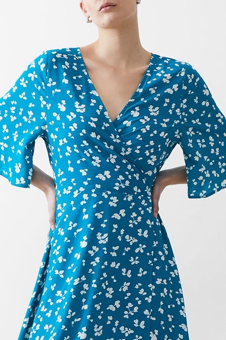 BONITA WRAP ANGEL DRESS LONG PEACOCK/WHITE 3