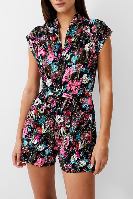 BLOSSOM HIBISCUS VEE PLAYSUIT BLACK 1