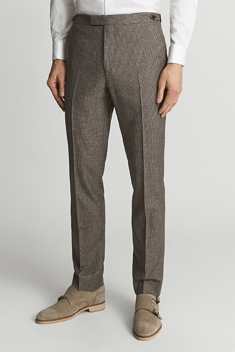 DOME-PUPPYTOOTH SUIT PANTS BROWN 1