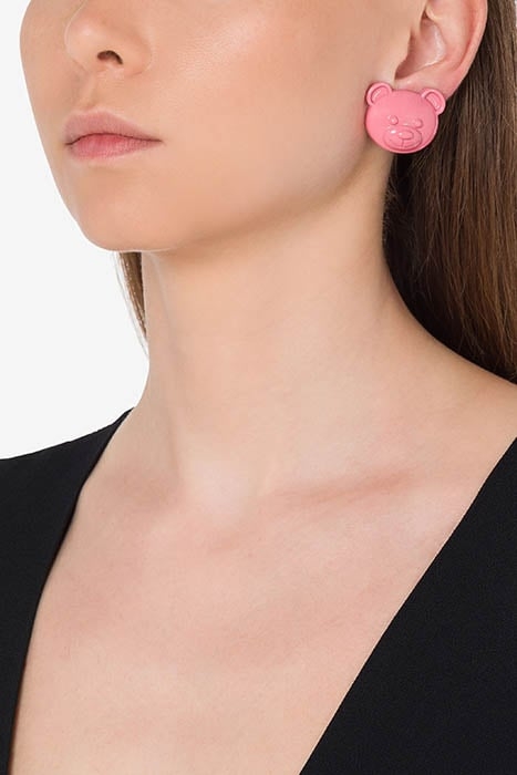 MOSCHINO TEDDY BEAR CLIP EARRINGS PINK 2