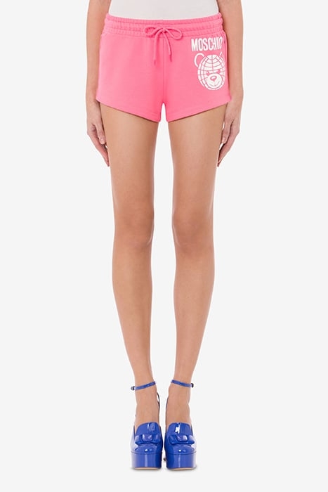 MOSCHINO TEDDY BEAR ORGANIC FLEECE SHORTS PINK 1