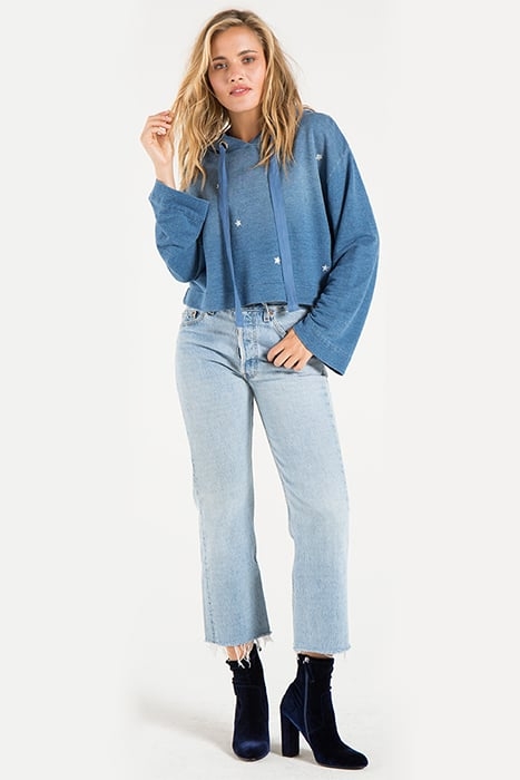 CROPPED HOODIE SILVER STAR WASH 1