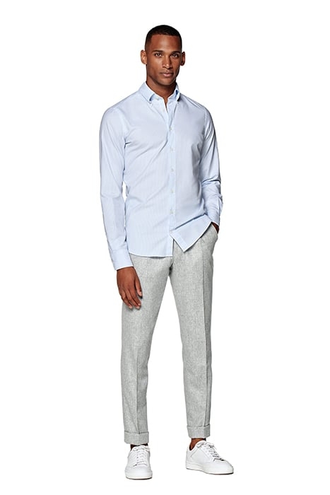 STRETCH OXFORD L. BLUE STRIPE LIGHT BLUE 5