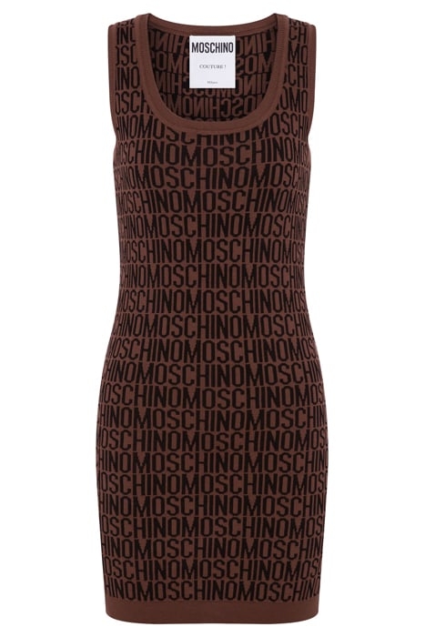 ALLOVER LOGO WOOL DRESS BROWN 3