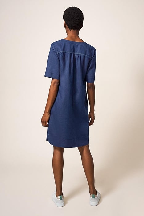 JUNE LINEN SHIFT DRE DARK NAVY 3