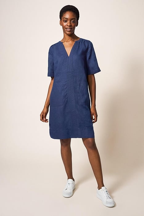 JUNE LINEN SHIFT DRE DARK NAVY 2