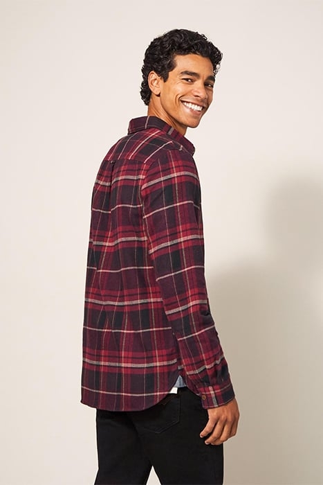 MOXLEY BRUSHED CHECK SHIRT DARK RED 2