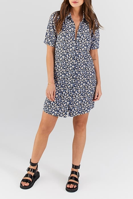 COBALT MINI FLOWER SHIRT DRESS COBALT 3