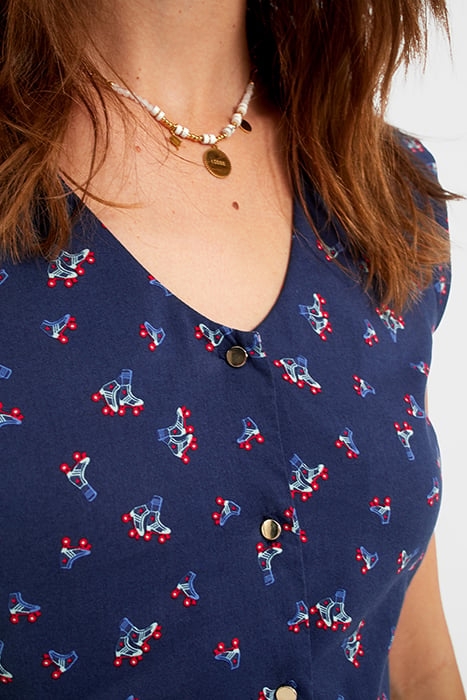 NAVY ROLLERSKATE PRINT DRESS NAVY 4