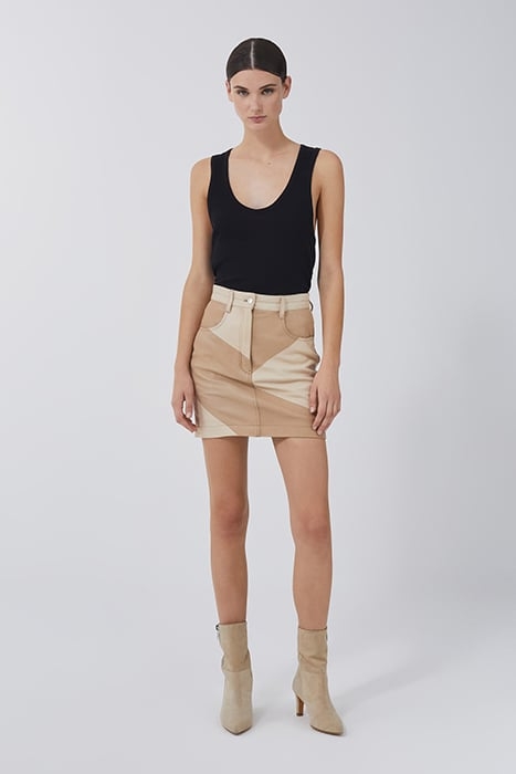 KRINGA LEATHER SKIRT IN BEIGE 3