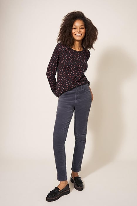 AMELIA SKINNY CORD TROUSER MID GREY 3