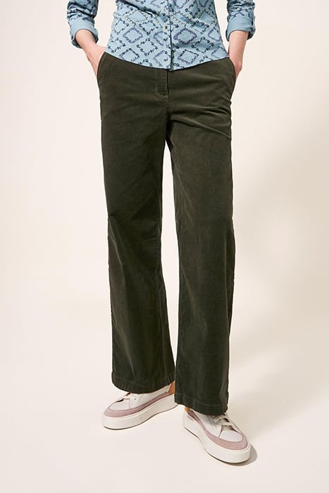 BELLE CORD WIDE LEG KHAKI GREEN 1