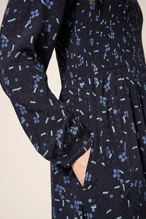 ANETH ECO VERO SHIRRED DRE BLACK PRINTED 4