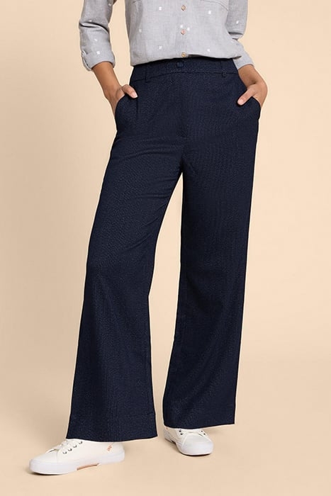 BELLE TWEEDY WIDE LEG TROUSER NAVY 1