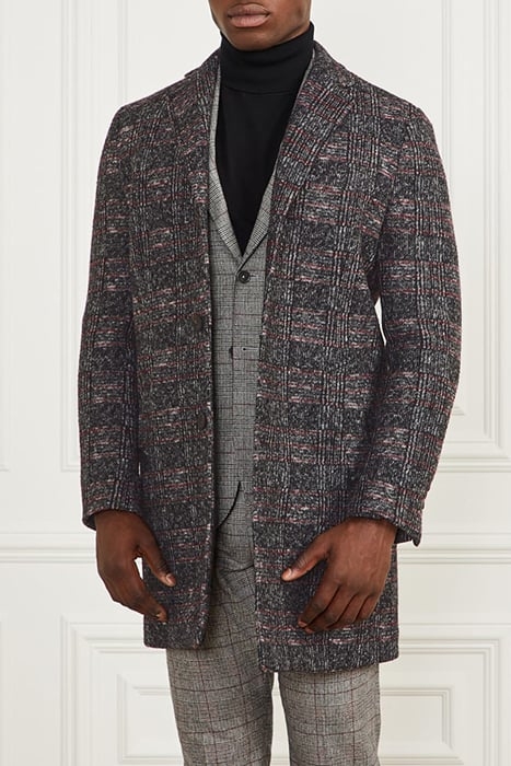 SINGLE BREASTED COAT BLACK/WHITE/RED CHECK 1