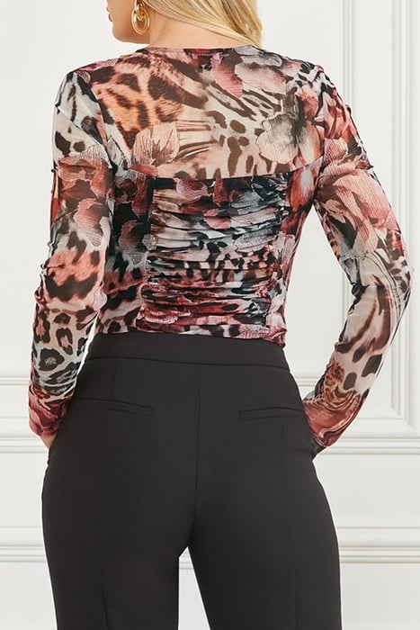 LEOPARD ROSE MESH TOP BLOUSE PRINT 2