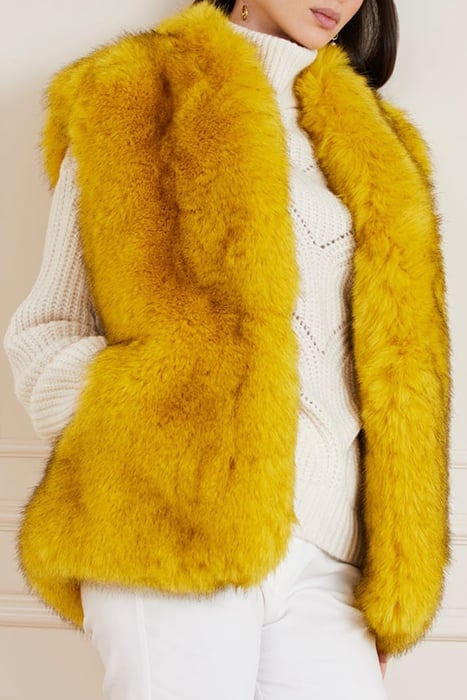ELODIE FAUX FUR VEST LAGUNA GOLD CARDIGAN MULTI 6