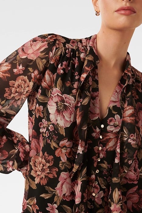 FAWN FRILL TIE BLOUSE BLACK DELPHI FLORAL 6