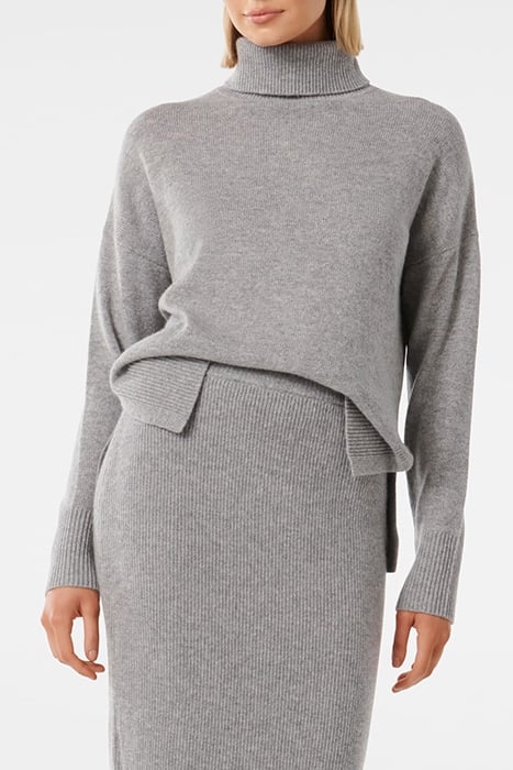 MIA RELAXED ROLL NECK KNIT JUMPER GREY 5