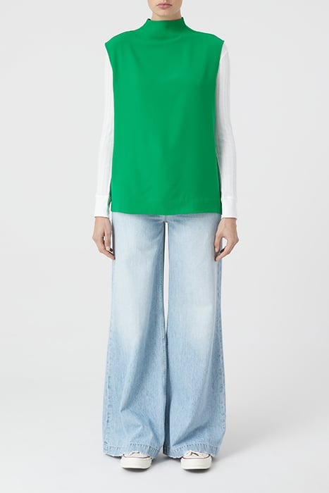 STAND-UP COLLAR TOP SHIRTS & BLOUSES GREEN PATINA 1
