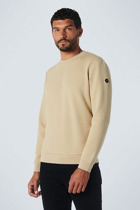 SWEATER CREWNECK DOUBLE LAYER JACQUARD STRETCH STONE 1